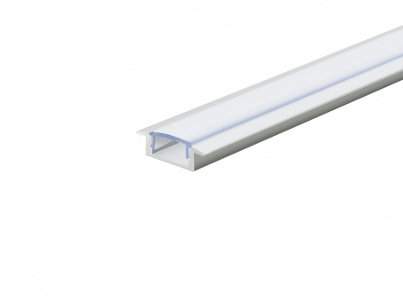 PREMIUM Alu T-Profil SL7mm silber mit Abdeckung 2m opalweiß opalweiß | 2,0m