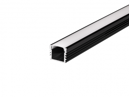 LED U-Profil AL-PU6 17mm mit Abdeckung 2,0m schwarz opalweiß opalweiß | schwarz