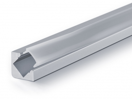 PREMIUM LED Alu 45Grad-Profil silber mit Abdeckung 2m 