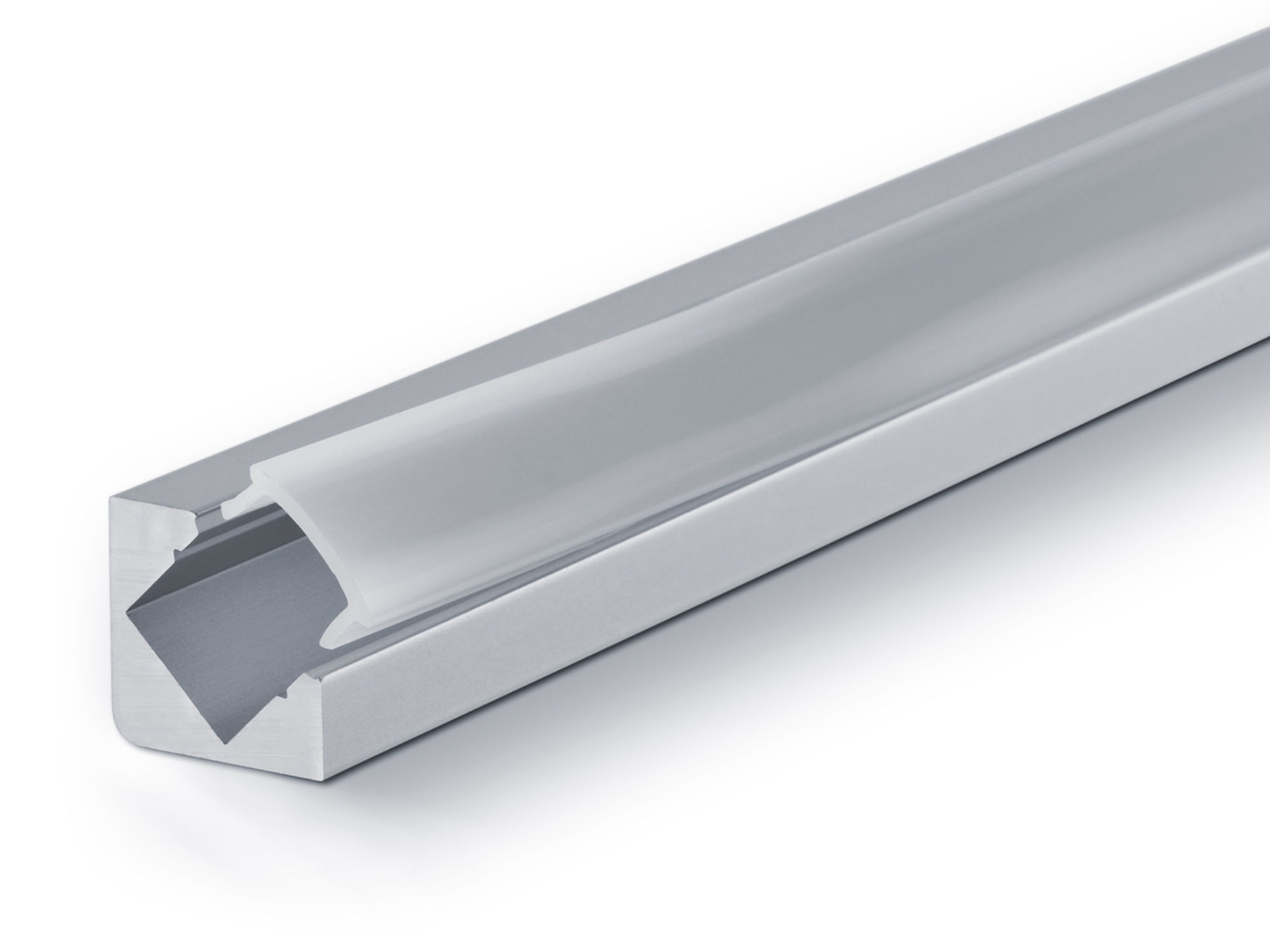 PREMIUM LED Alu 45Grad-Profil silber mit Abdeckung 2m kaufen | PUR-LED