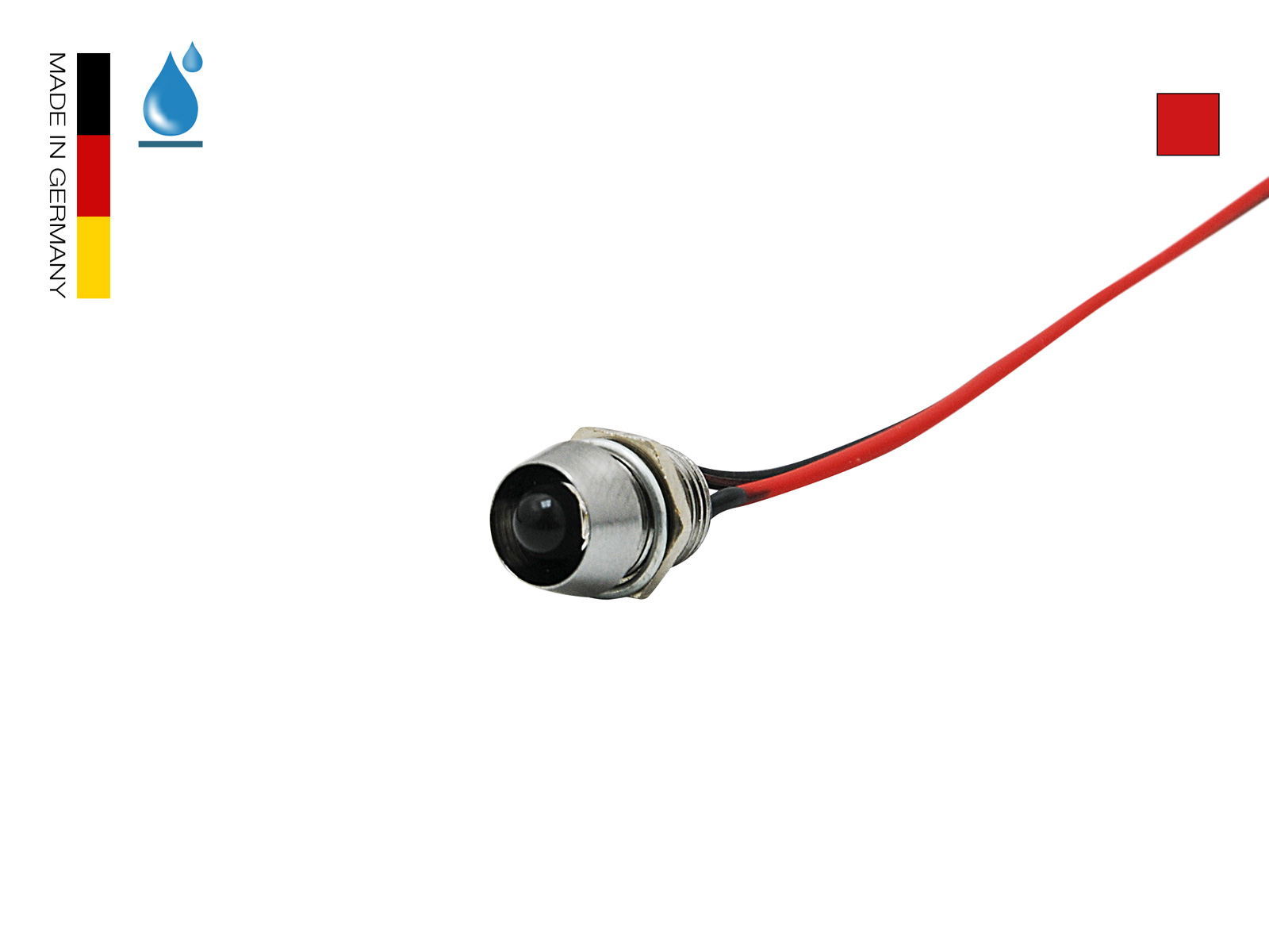 LED Schraube 12Vdc rot 5mm Chromgehäuse wasserdicht IP67 kaufen | PUR-LED