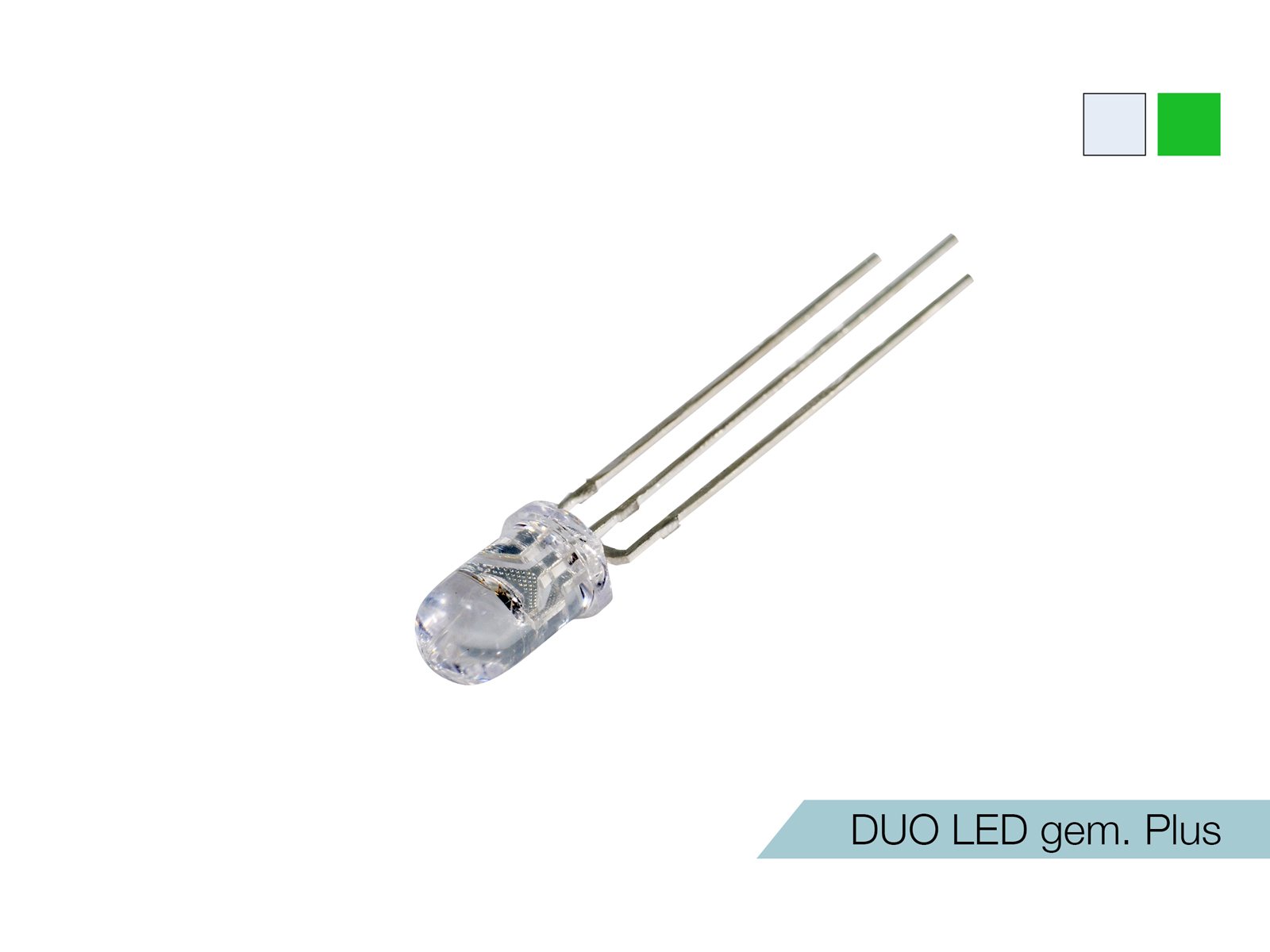DUO LED rot/weiß LEDs 5mm ultrahell gemeinsamer PLUSPOL kaufen | PUR-LED